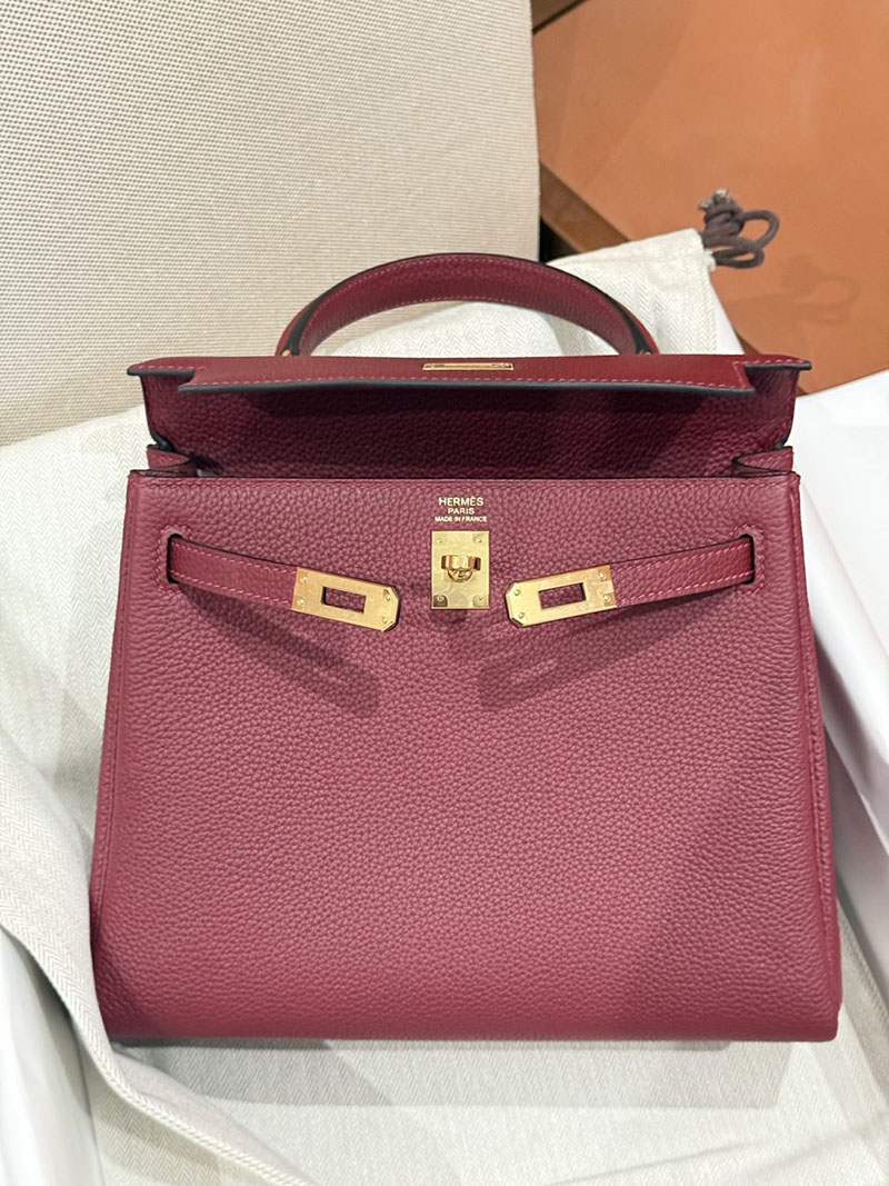 エルメスコピー ケリー25 定価 HERMES ケリー25 内縫い ボルドー トゴ ゴールド金具 2524078 - 画像 (5)