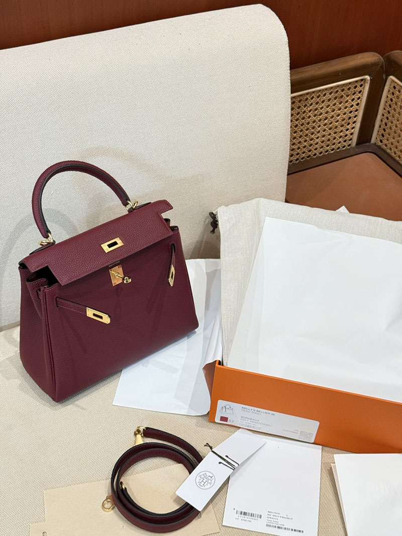 エルメスコピー ケリー25 定価 HERMES ケリー25 内縫い ボルドー トゴ ゴールド金具 2524078 - 画像 (3)