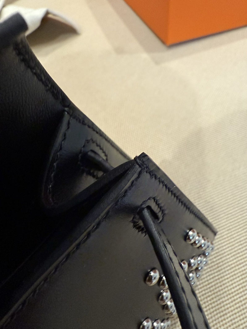 エルメスコピー ミニケリー 定価 HERMES ケリーミニ2 ミニドゥ 外縫い ブラック ボックスカーフ シルバー金具 2524079 - 画像 (3)