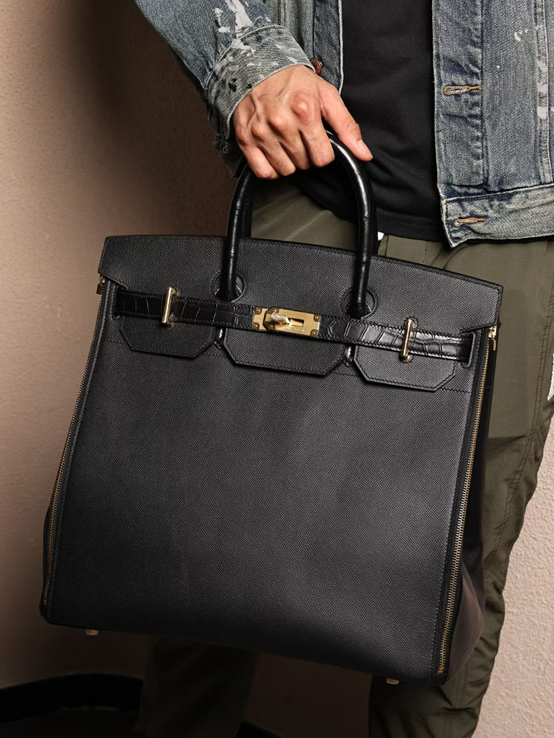 エルメスコピー オータクロア40 定価 HERMES オータクロア40 黒 ブラック ヴォーエプソン/クロコダイル ゴールド金具 2524087 - 画像 (4)