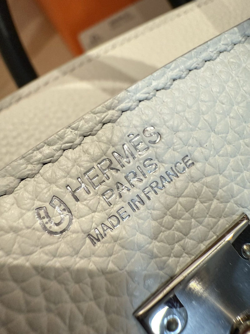 エルメスコピー バーキン25 定価 HERMES バーキン25 パーソナル ホワイト/黒 ブラック トゴ シルバー金具 2524092 - 画像 (6)