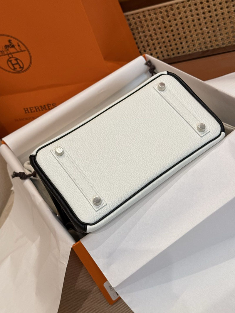 エルメスコピー バーキン25 定価 HERMES バーキン25 パーソナル ホワイト/黒 ブラック トゴ シルバー金具 2524092 - 画像 (3)