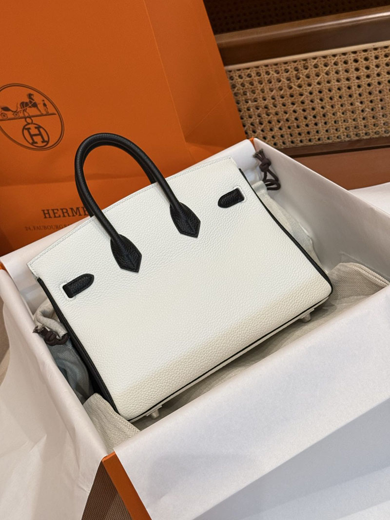 エルメスコピー バーキン25 定価 HERMES バーキン25 パーソナル ホワイト/黒 ブラック トゴ シルバー金具 2524092 - 画像 (2)