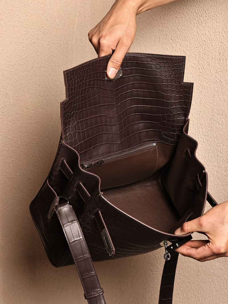 エルメスコピー ケリー メッセンジャー メンズ HERMES ケリーメッセンジャー エベンヌ クロコダイル ポロサスマット シルバー金具 2524100 - 画像 (9)