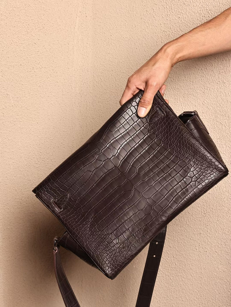 エルメスコピー ケリー メッセンジャー メンズ HERMES ケリーメッセンジャー エベンヌ クロコダイル ポロサスマット シルバー金具 2524100 - 画像 (3)