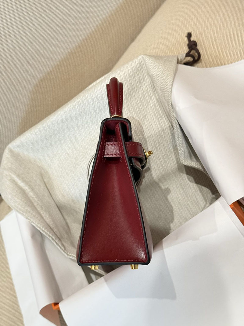 エルメスコピー ミニケリー 定価 HERMES ケリーミニ2 外縫い ルージュアッシュ ボックスカーフ ゴールド金具 2524106 - 画像 (7)