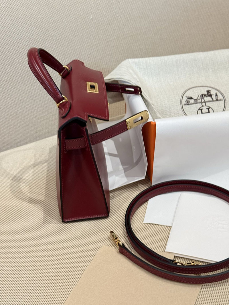 エルメスコピー ミニケリー 定価 HERMES ケリーミニ2 外縫い ルージュアッシュ ボックスカーフ ゴールド金具 2524106 - 画像 (6)
