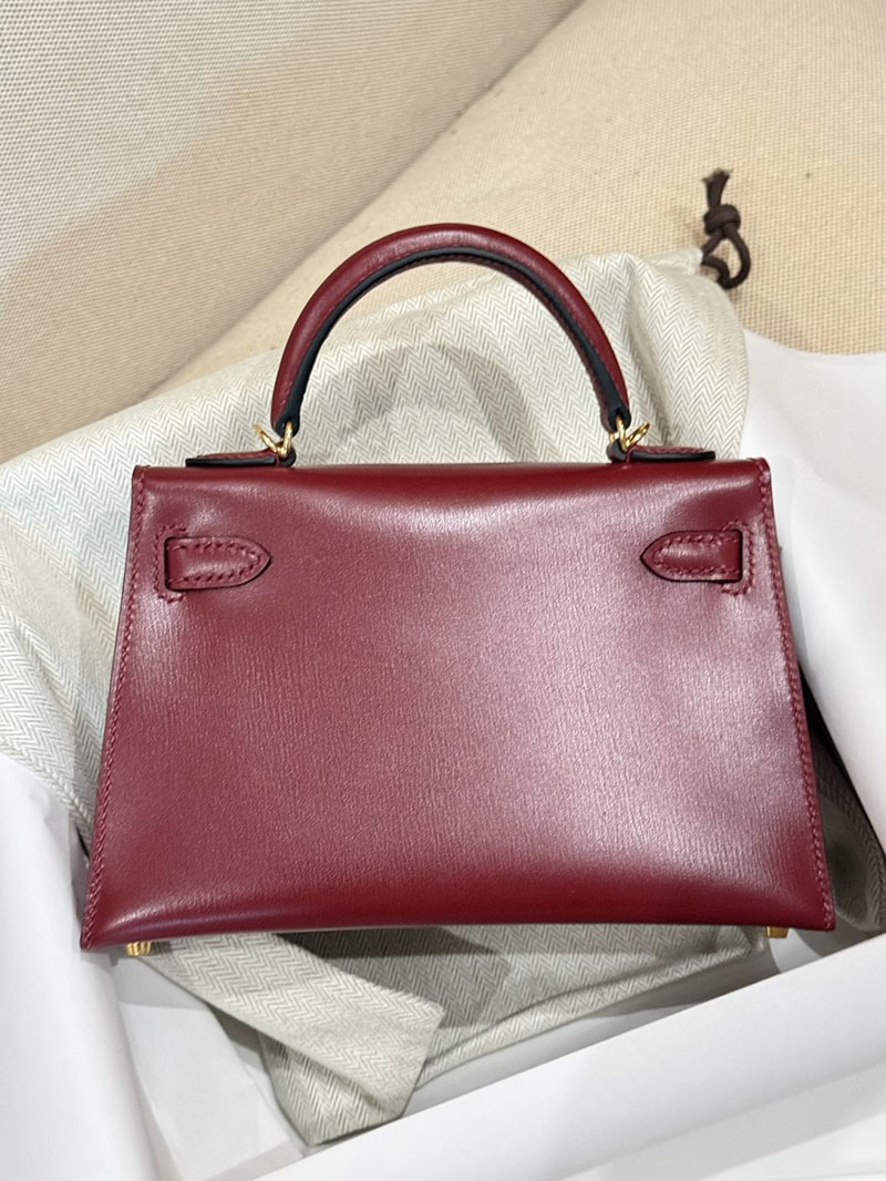 エルメスコピー ミニケリー 定価 HERMES ケリーミニ2 外縫い ルージュアッシュ ボックスカーフ ゴールド金具 2524106 - 画像 (2)