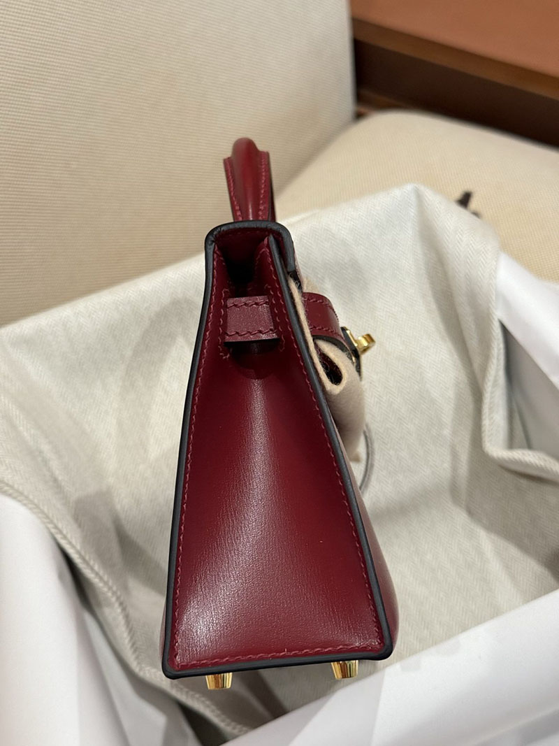 エルメスコピー ミニケリー 定価 HERMES ケリーミニ2 外縫い ルージュアッシュ ボックスカーフ ゴールド金具 2524106 - 画像 (16)