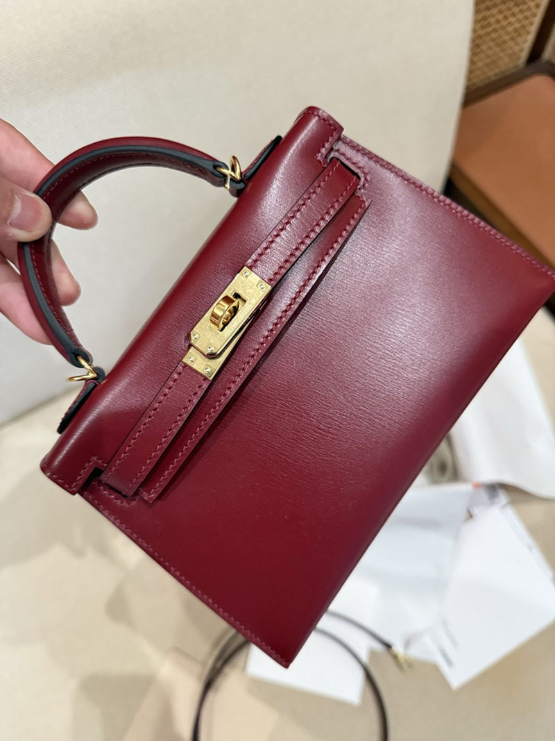 エルメスコピー ミニケリー 定価 HERMES ケリーミニ2 外縫い ルージュアッシュ ボックスカーフ ゴールド金具 2524106 - 画像 (13)