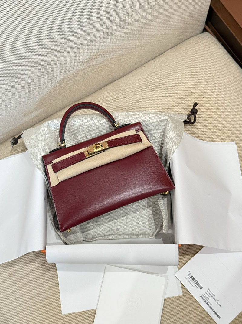 エルメスコピー ミニケリー 定価 HERMES ケリーミニ2 外縫い ルージュアッシュ ボックスカーフ ゴールド金具 2524106 - 画像 (11)