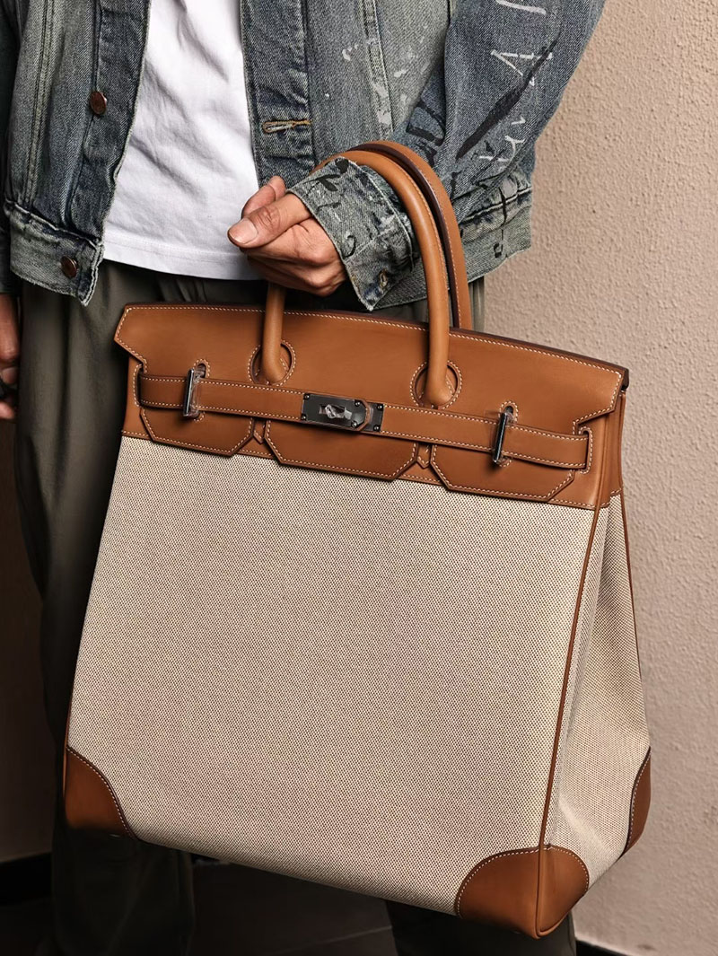 エルメスコピー オータクロア 定価 HERMES オータクロア40 ゴールド トワルアッシュ/バレニア シルバー金具 2524107 - 画像 (4)