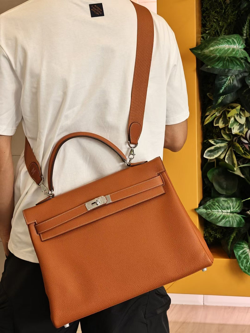エルメスコピー メンズバッグ HERMES ケリー40 メンズ ゴールド トゴ シルバー金具 2524111 - 画像 (8)