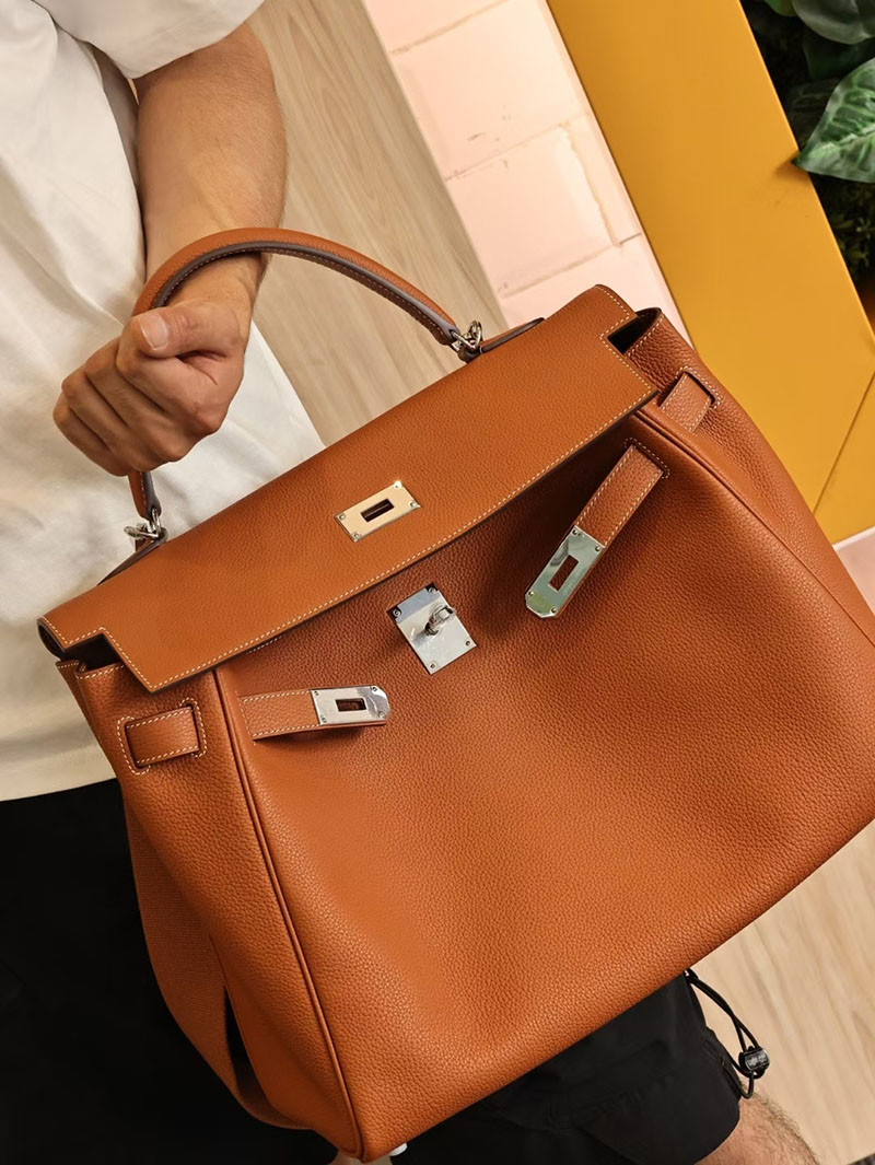 エルメスコピー メンズバッグ HERMES ケリー40 メンズ ゴールド トゴ シルバー金具 2524111 - 画像 (6)