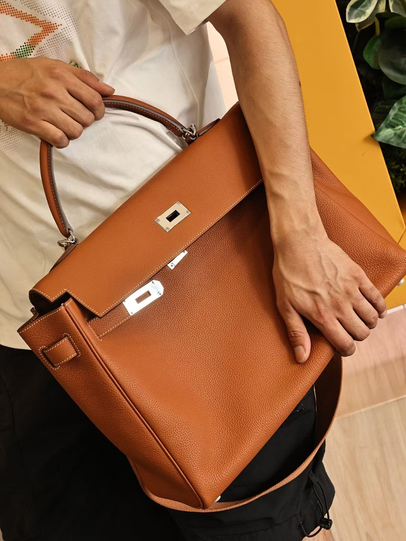 エルメスコピー メンズバッグ HERMES ケリー40 メンズ ゴールド トゴ シルバー金具 2524111 - 画像 (5)
