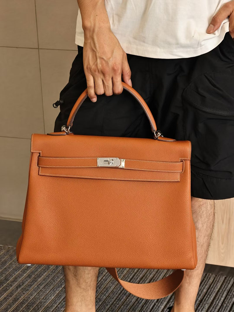 エルメスコピー メンズバッグ HERMES ケリー40 メンズ ゴールド トゴ シルバー金具 2524111 - 画像 (4)