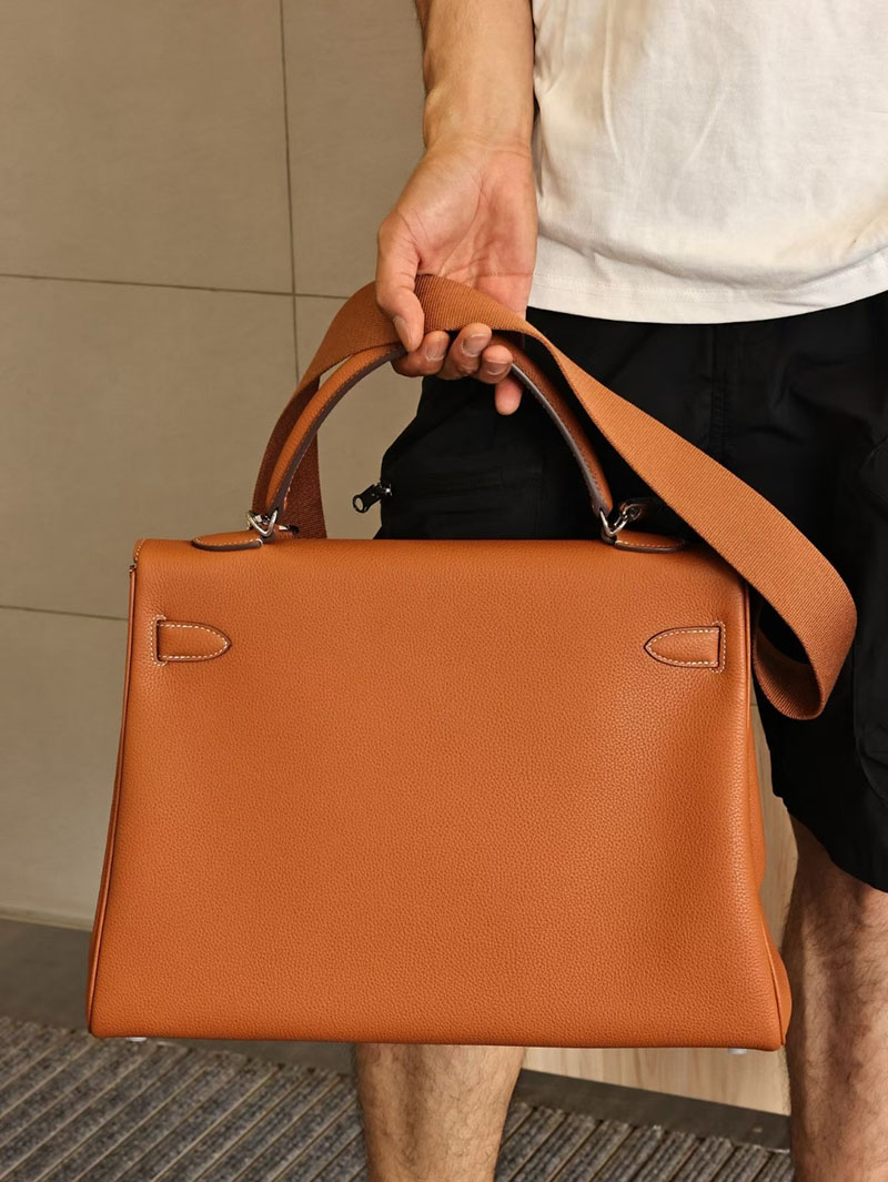 エルメスコピー メンズバッグ HERMES ケリー40 メンズ ゴールド トゴ シルバー金具 2524111 - 画像 (3)