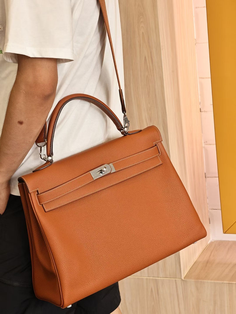 エルメスコピー メンズバッグ HERMES ケリー40 メンズ ゴールド トゴ シルバー金具 2524111 - 画像 (2)