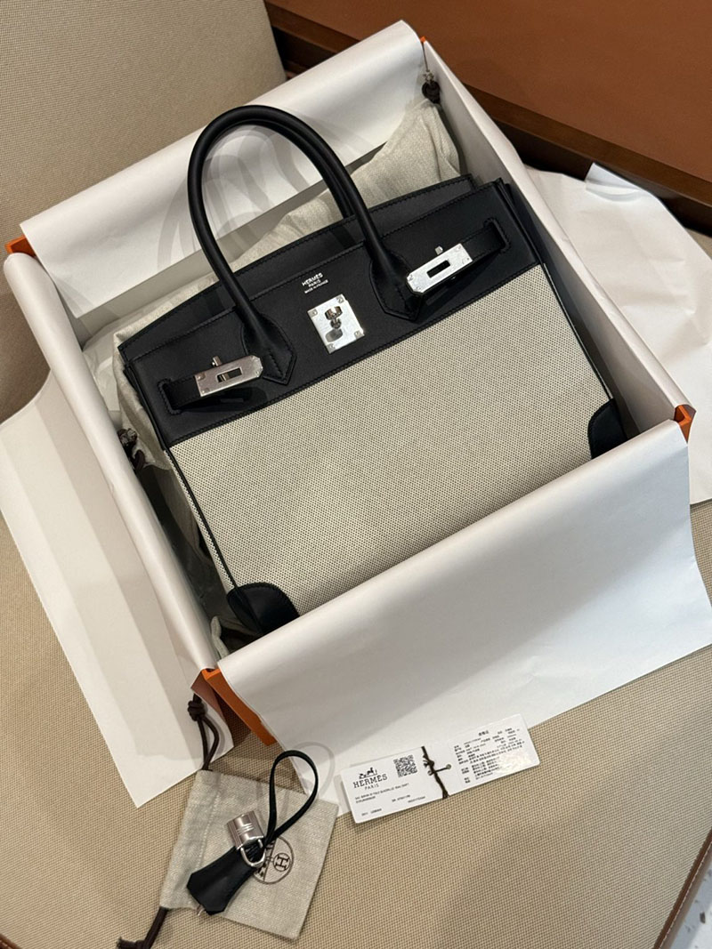 エルメスコピー バーキン30 定価 HERMES バーキン30 カーゴ 黒 ブラック スイフト/トワルアッシュ シルバー金具 2524120 - 画像 (10)
