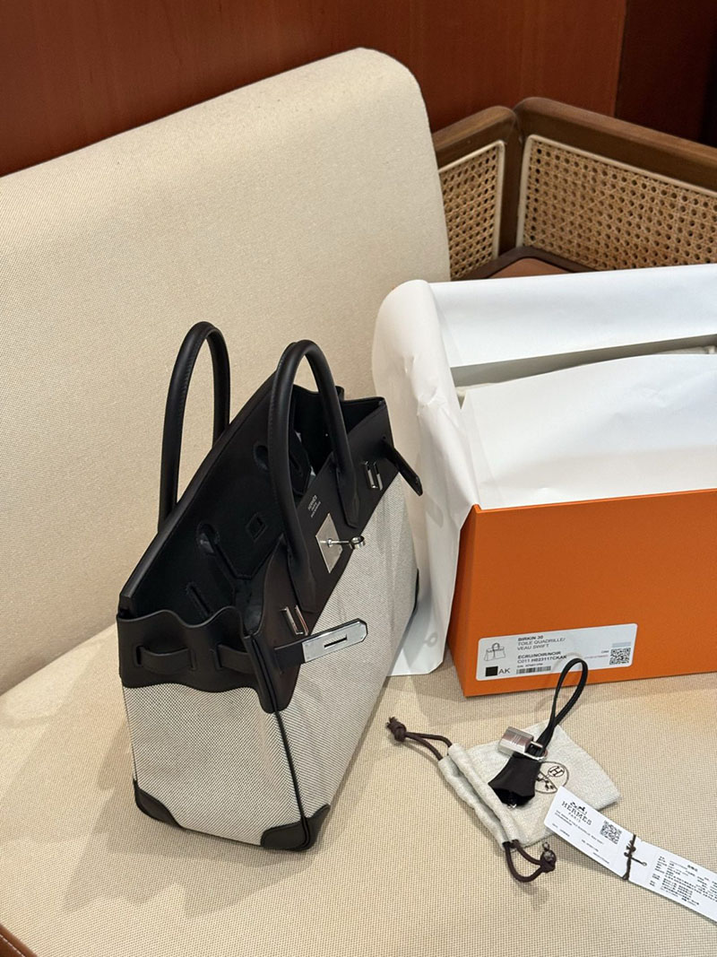 エルメスコピー バーキン30 定価 HERMES バーキン30 カーゴ 黒 ブラック スイフト/トワルアッシュ シルバー金具 2524120 - 画像 (16)