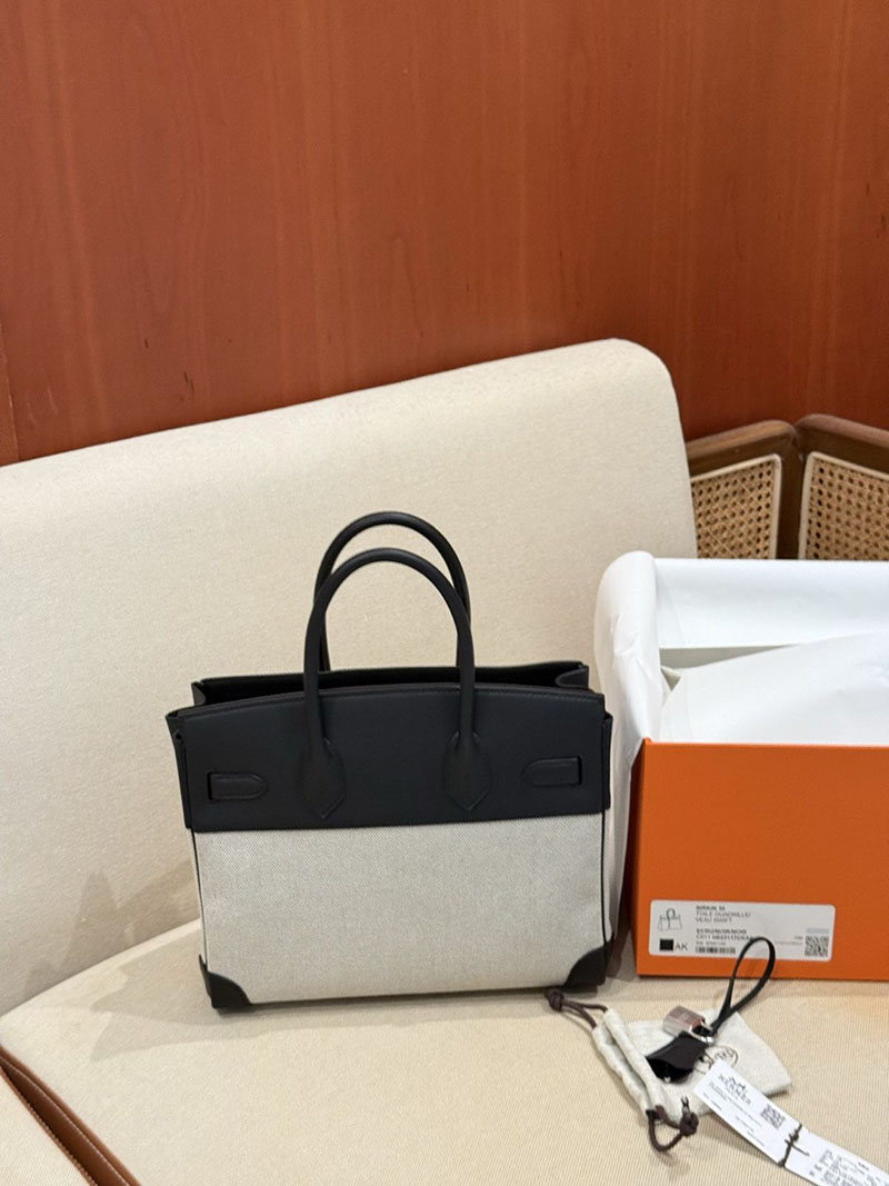 エルメスコピー バーキン30 定価 HERMES バーキン30 カーゴ 黒 ブラック スイフト/トワルアッシュ シルバー金具 2524120 - 画像 (15)