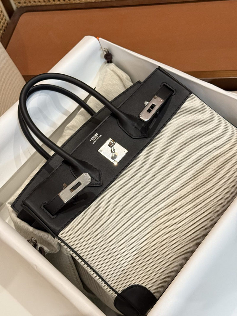 エルメスコピー バーキン30 定価 HERMES バーキン30 カーゴ 黒 ブラック スイフト/トワルアッシュ シルバー金具 2524120 - 画像 (11)