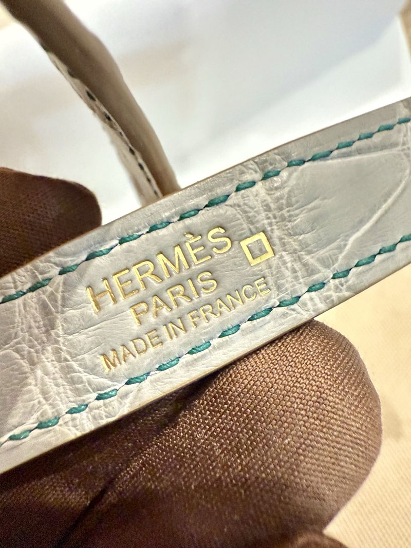 エルメスコピー HERMES ケリー25 内縫い グリアスファルト/カクタス/ミモザ クロコダイル アリゲーターマット ゴールド金具 2524123 - 画像 (14)