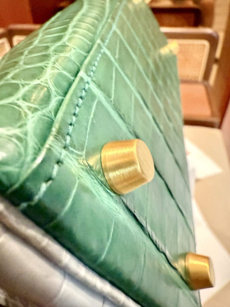 エルメスコピー HERMES ケリー25 内縫い グリアスファルト/カクタス/ミモザ クロコダイル アリゲーターマット ゴールド金具 2524123 - 画像 (13)