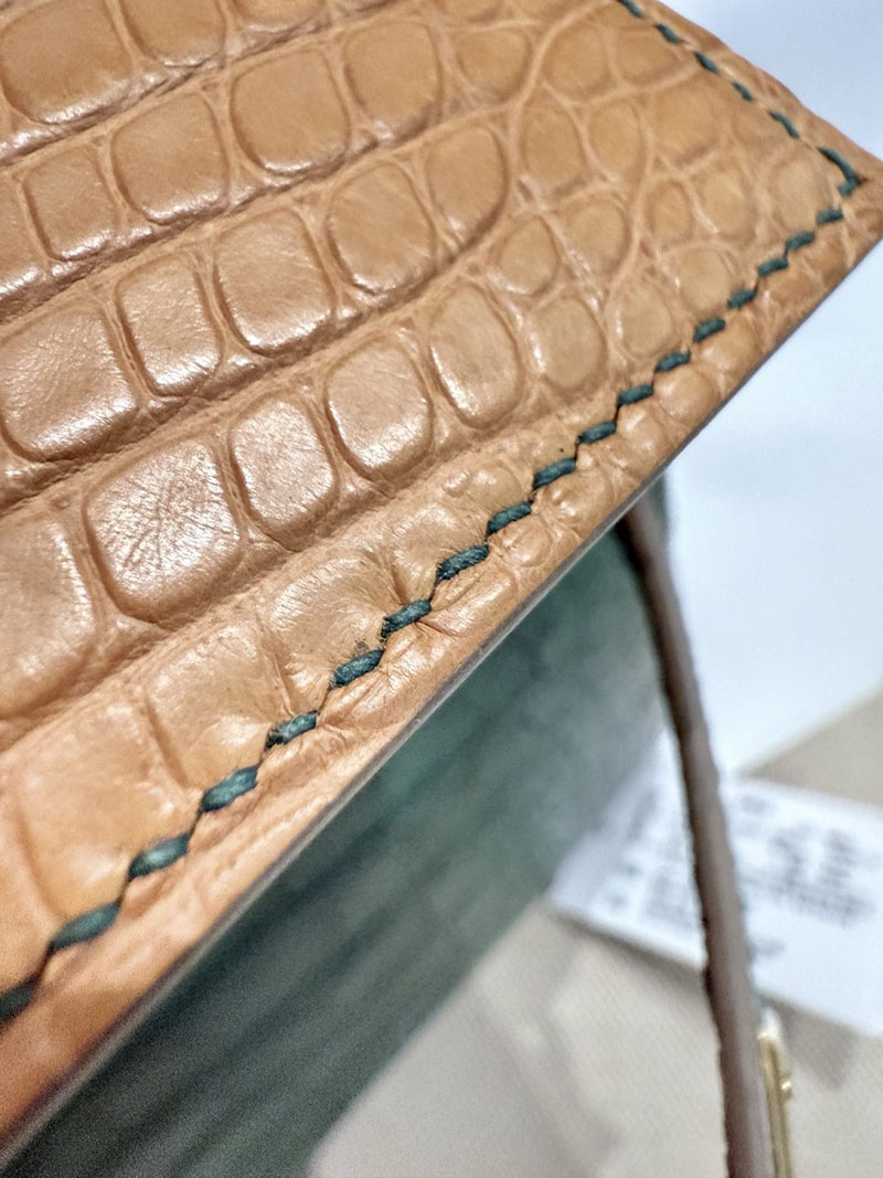 エルメスコピー HERMES ケリー25 内縫い グリアスファルト/カクタス/ミモザ クロコダイル アリゲーターマット ゴールド金具 2524123 - 画像 (2)