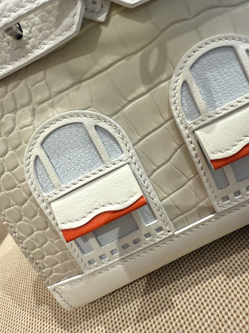 エルメスコピー バーキン20 定価 HERMES バーキン 20 セリエ ベトン トリヨンクレマンス/クロコダイル アリゲーターマット シルバー金具2524128 - 画像 (13)