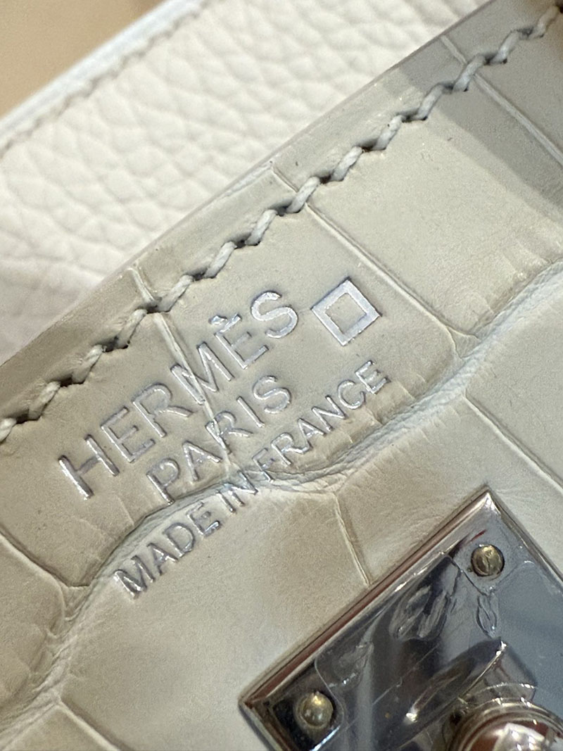 エルメスコピー バーキン20 定価 HERMES バーキン 20 セリエ ベトン トリヨンクレマンス/クロコダイル アリゲーターマット シルバー金具2524128 - 画像 (11)