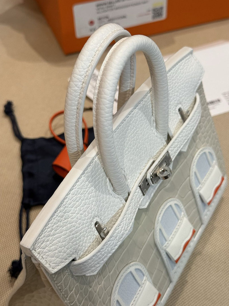 エルメスコピー バーキン20 定価 HERMES バーキン 20 セリエ ベトン トリヨンクレマンス/クロコダイル アリゲーターマット シルバー金具2524128 - 画像 (9)