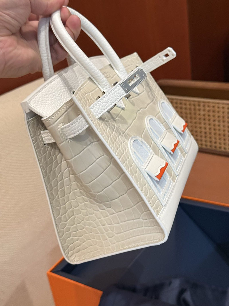 エルメスコピー バーキン20 定価 HERMES バーキン 20 セリエ ベトン トリヨンクレマンス/クロコダイル アリゲーターマット シルバー金具2524128 - 画像 (26)