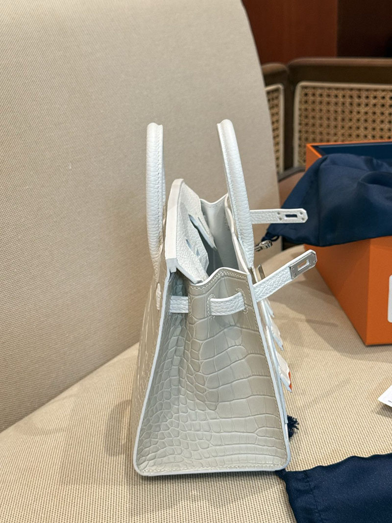 エルメスコピー バーキン20 定価 HERMES バーキン 20 セリエ ベトン トリヨンクレマンス/クロコダイル アリゲーターマット シルバー金具2524128 - 画像 (7)
