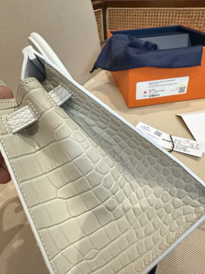 エルメスコピー バーキン20 定価 HERMES バーキン 20 セリエ ベトン トリヨンクレマンス/クロコダイル アリゲーターマット シルバー金具2524128 - 画像 (4)