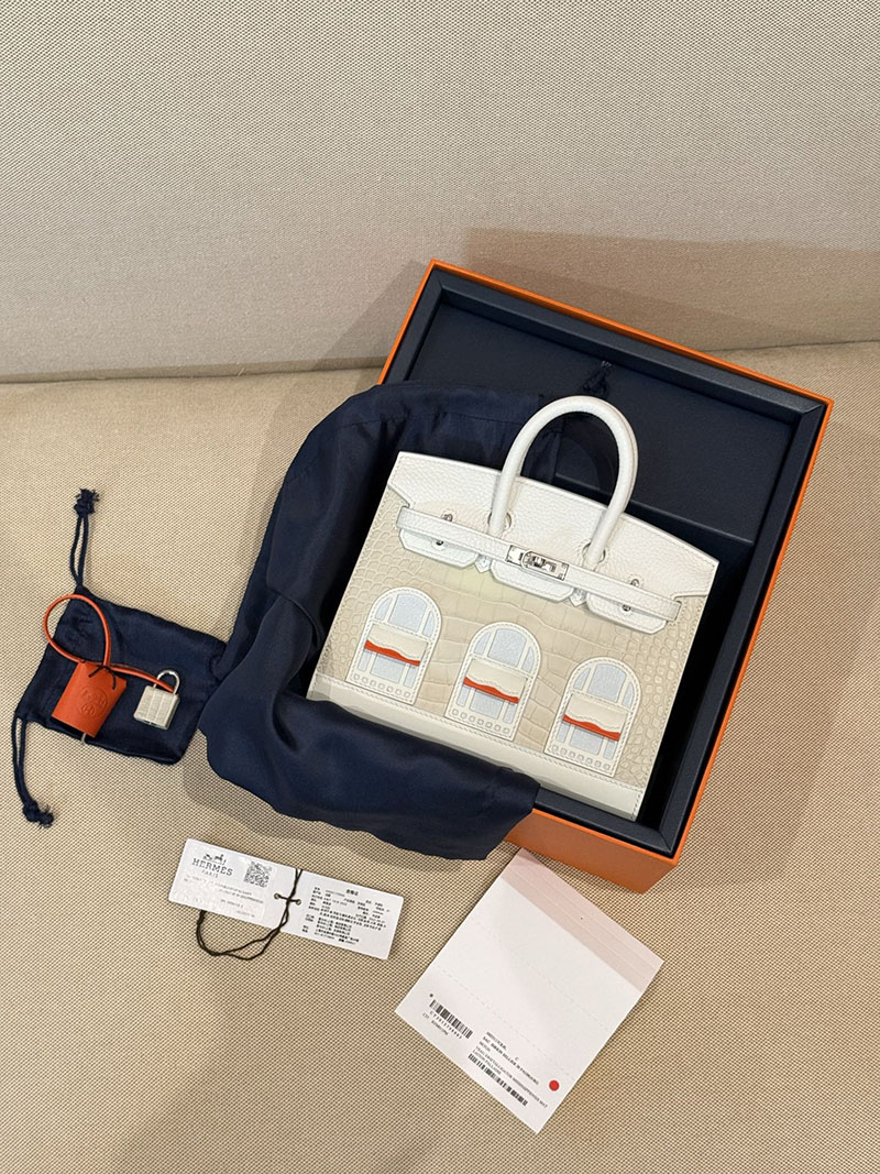 エルメスコピー バーキン20 定価 HERMES バーキン 20 セリエ ベトン トリヨンクレマンス/クロコダイル アリゲーターマット シルバー金具2524128 - 画像 (24)