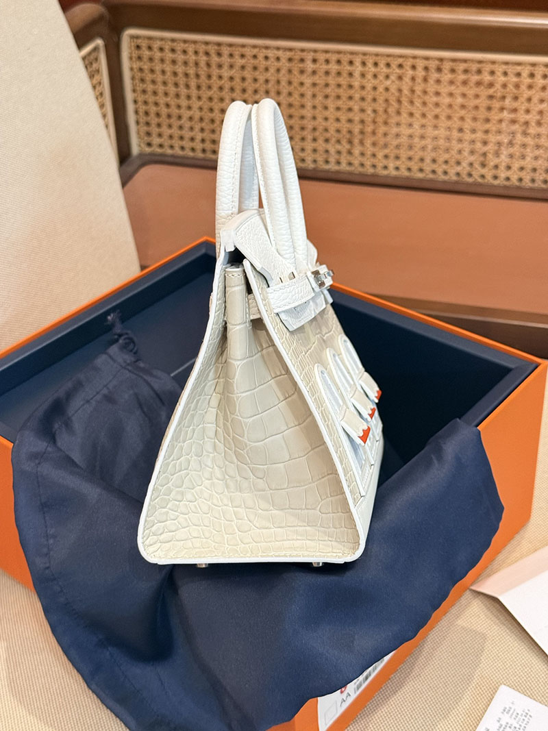 エルメスコピー バーキン20 定価 HERMES バーキン 20 セリエ ベトン トリヨンクレマンス/クロコダイル アリゲーターマット シルバー金具2524128 - 画像 (22)