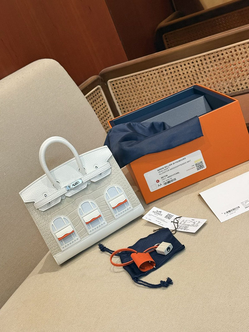 エルメスコピー バーキン20 定価 HERMES バーキン 20 セリエ ベトン トリヨンクレマンス/クロコダイル アリゲーターマット シルバー金具2524128 - 画像 (19)