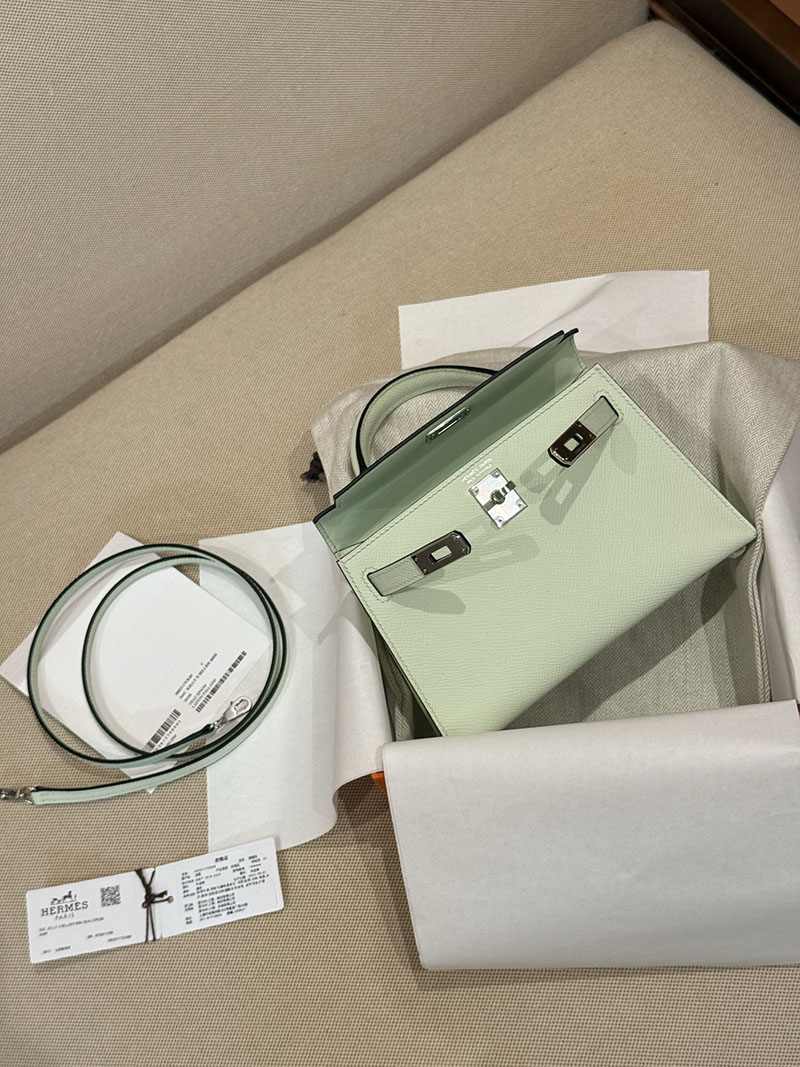 エルメスコピー ミニケリー 定価 HERMES ケリーミニ2 外縫い ヴェールフィズ ヴォーエプソン シルバー金具 2524130 - 画像 (9)