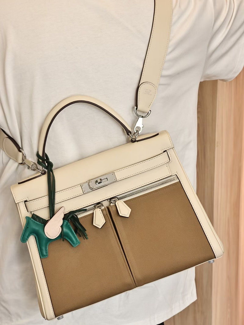 エルメスコピー HERMES ケリーラキ32/内縫 クレ/エトゥープ スイフト/トワル シルバー金具 2524138 - 画像 (9)