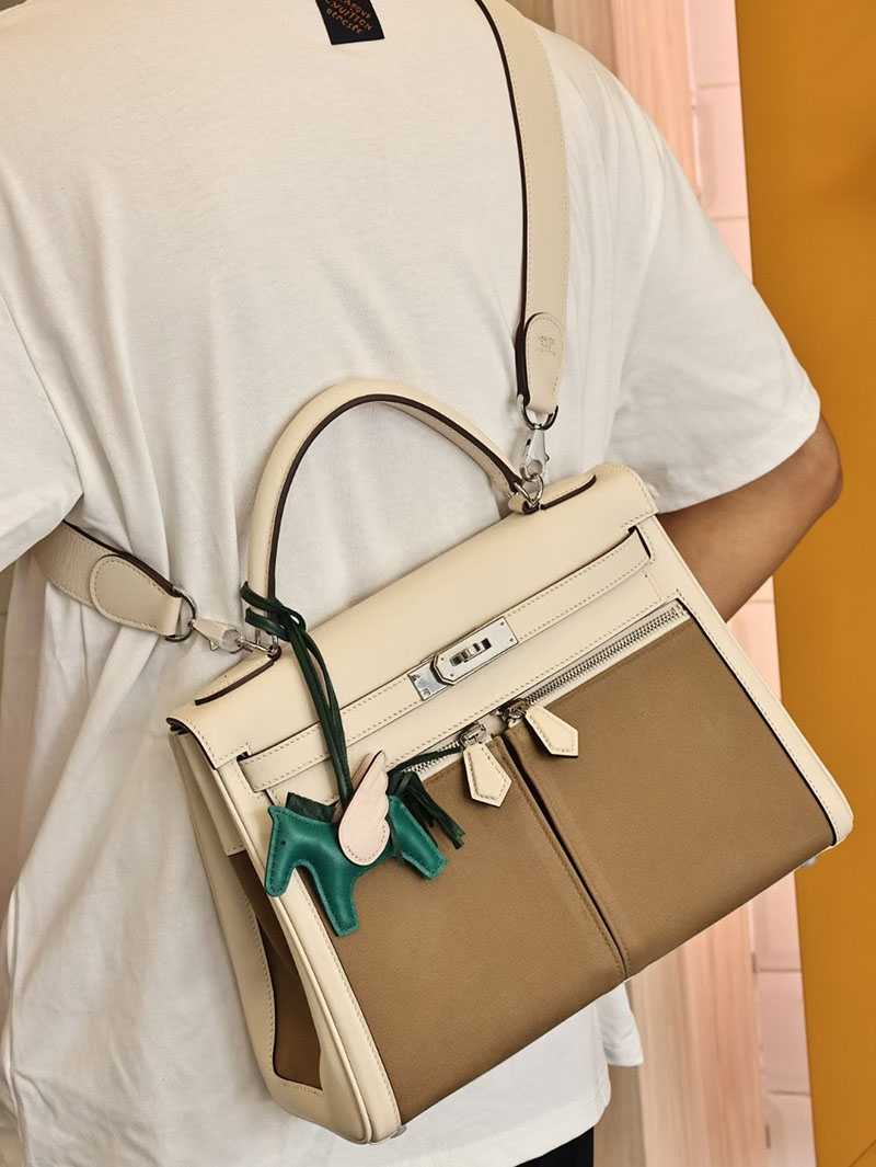 エルメスコピー HERMES ケリーラキ32/内縫 クレ/エトゥープ スイフト/トワル シルバー金具 2524138 - 画像 (8)