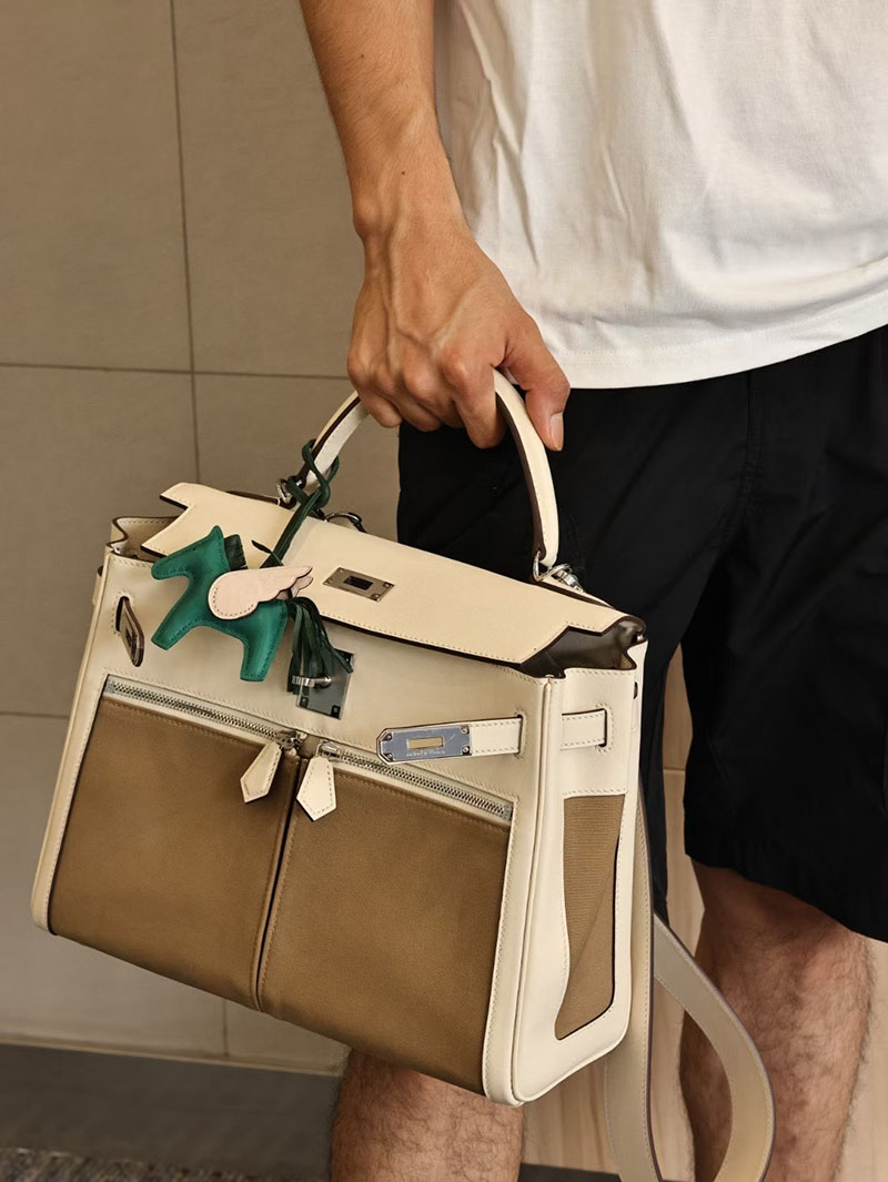 エルメスコピー HERMES ケリーラキ32/内縫 クレ/エトゥープ スイフト/トワル シルバー金具 2524138 - 画像 (7)