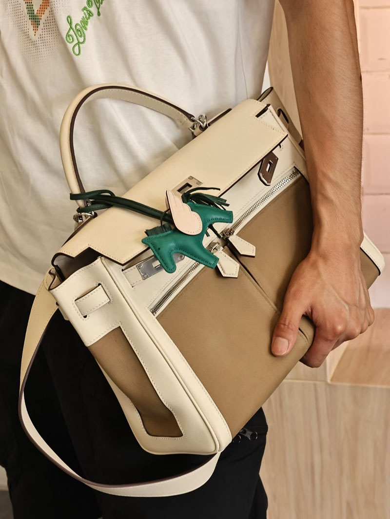 エルメスコピー HERMES ケリーラキ32/内縫 クレ/エトゥープ スイフト/トワル シルバー金具 2524138 - 画像 (5)
