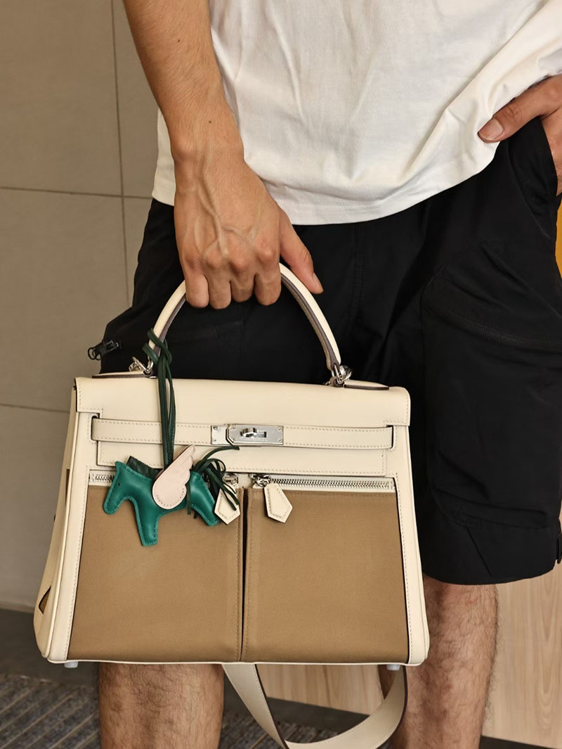 エルメスコピー HERMES ケリーラキ32/内縫 クレ/エトゥープ スイフト/トワル シルバー金具 2524138 - 画像 (4)
