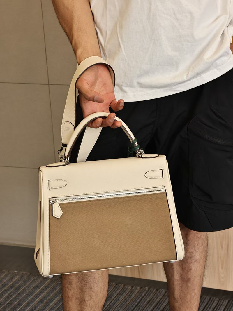 エルメスコピー HERMES ケリーラキ32/内縫 クレ/エトゥープ スイフト/トワル シルバー金具 2524138 - 画像 (3)