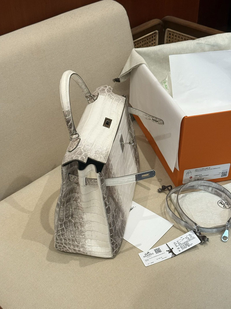 エルメスコピー メンズバッグ HERMES ケリー35cm 内縫い ヒマラヤ クロコダイル ニロティカスマット シルバー金具 2524161 - 画像 (14)
