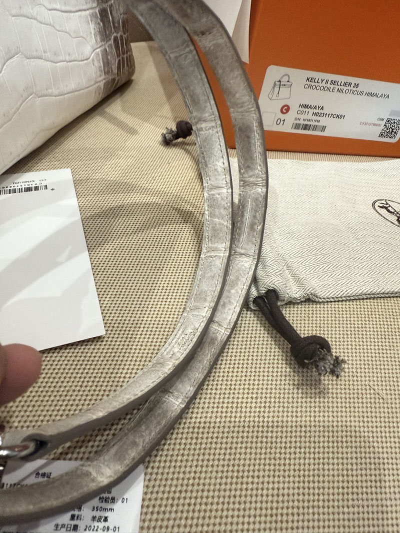 エルメスコピー メンズバッグ HERMES ケリー35cm 内縫い ヒマラヤ クロコダイル ニロティカスマット シルバー金具 2524161 - 画像 (7)