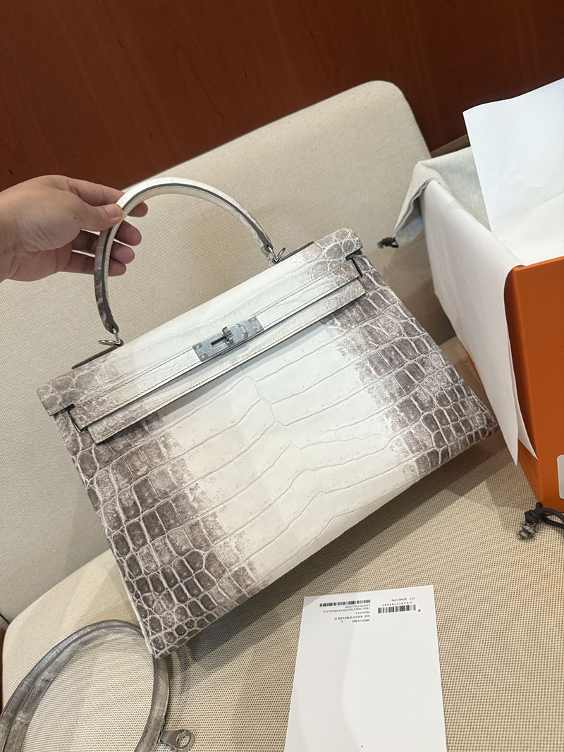 エルメスコピー メンズバッグ HERMES ケリー35cm 内縫い ヒマラヤ クロコダイル ニロティカスマット シルバー金具 2524161 - 画像 (18)