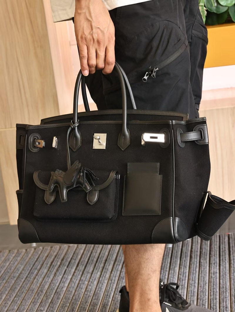 エルメスコピー バーキン35 定価 HERMES バーキン35 カーゴ 黒 ブラック キャンバス/スイフト シルバー金具 2524166 - 画像 (7)