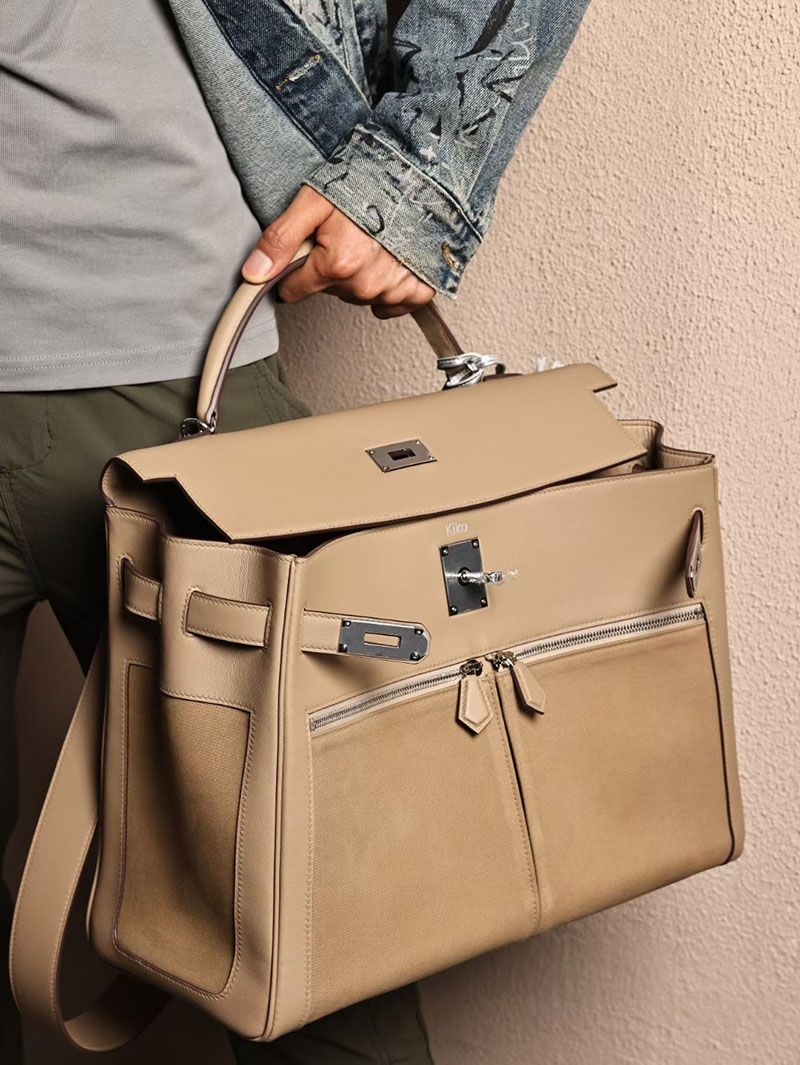 エルメスコピー メンズバッグ HERMES ケリーラキ40cm 内縫い トレンチ スイフト/トワル シルバー金具 2524167 - 画像 (4)